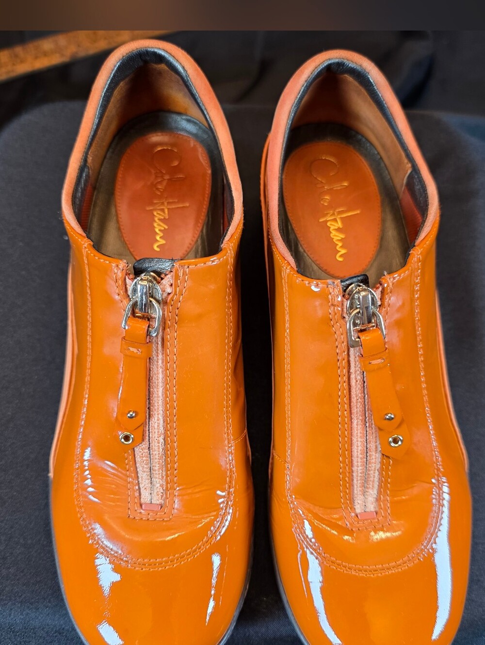 Cole Haan Nike Air Collaboration Patent Orange Leather Comfort Walking Shoes